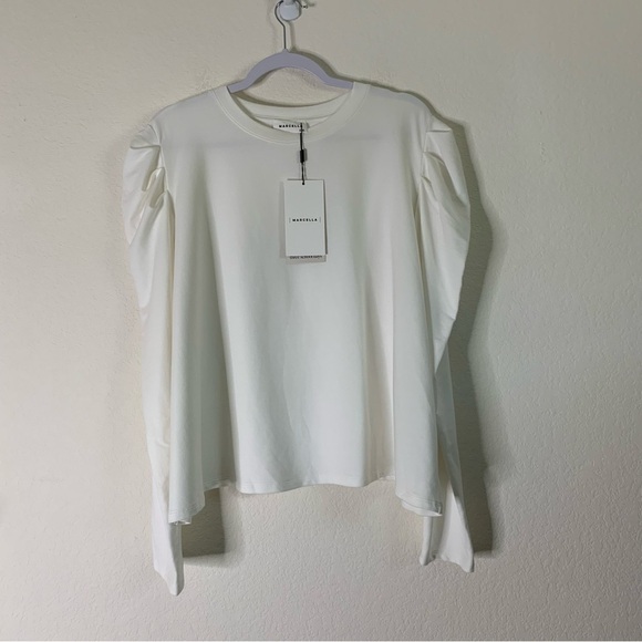 Marcella NYC Womens White Lya Long sleeve Blouse XXL NWT - Picture 2 of 10
